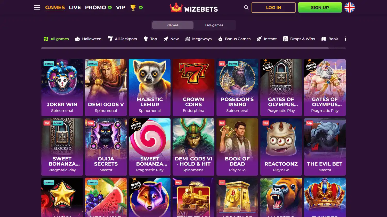 Wizebets Casino screenshot 2
