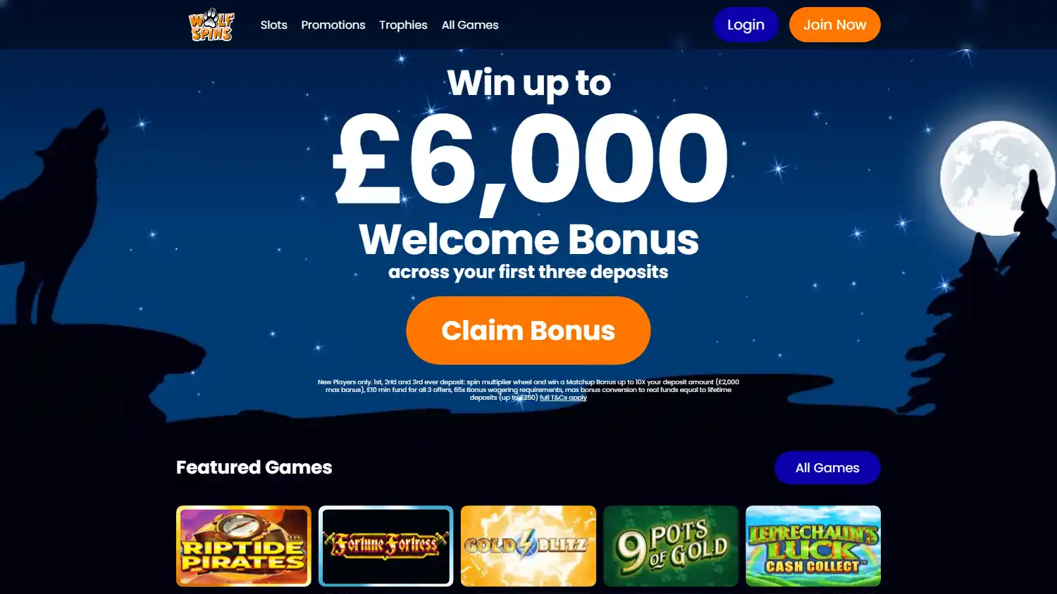 Wolf Spins Casino screenshot 1