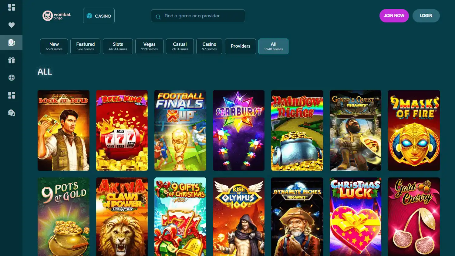 WombatBingo Casino screenshot 2