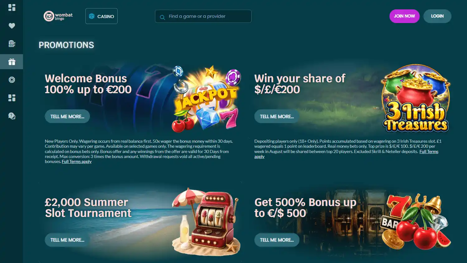 WombatBingo Casino screenshot 3