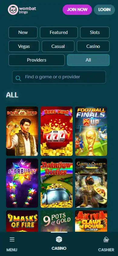 WombatBingo Casino screenshot 5