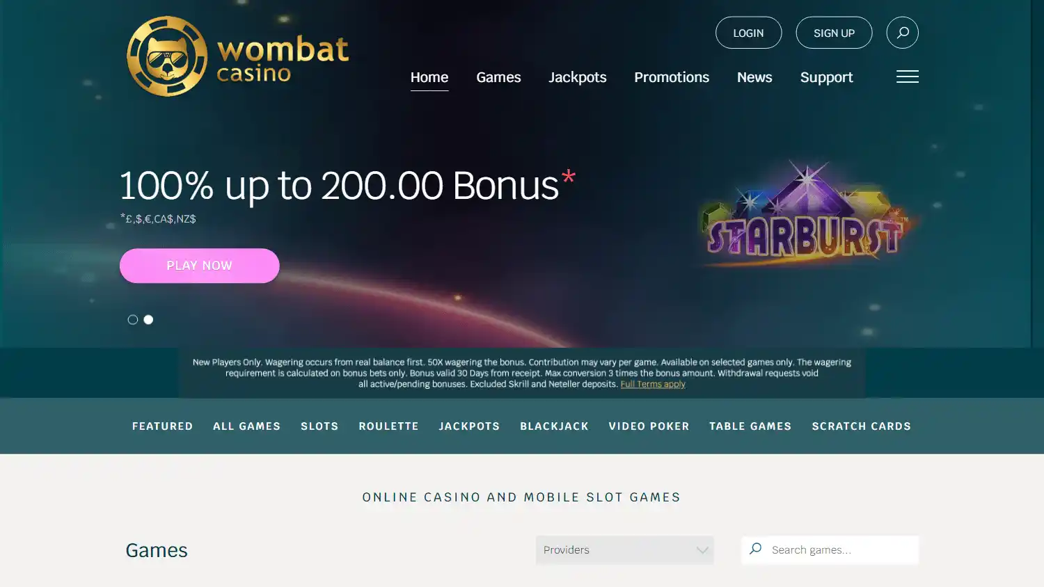 Wombat Casino screenshot 1