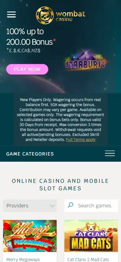 Wombat Casino screenshot 4