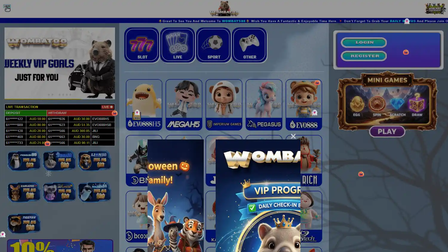Wombat88 Casino screenshot 1