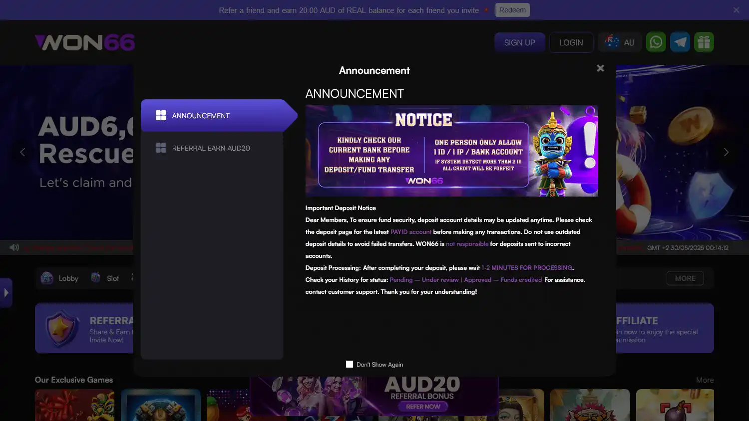 Won66 Casino screenshot 1