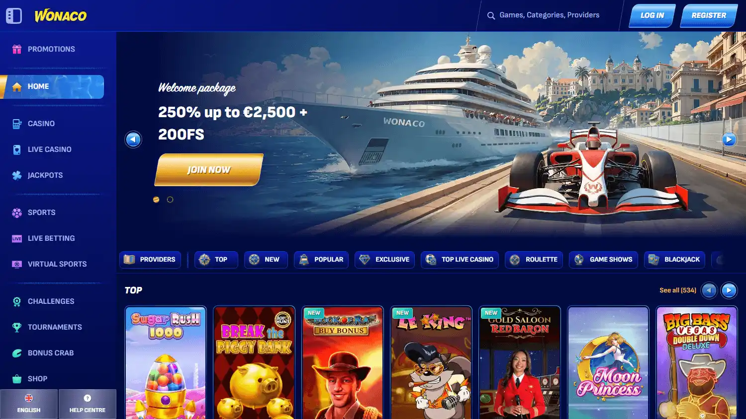 Wonaco Casino screenshot 1