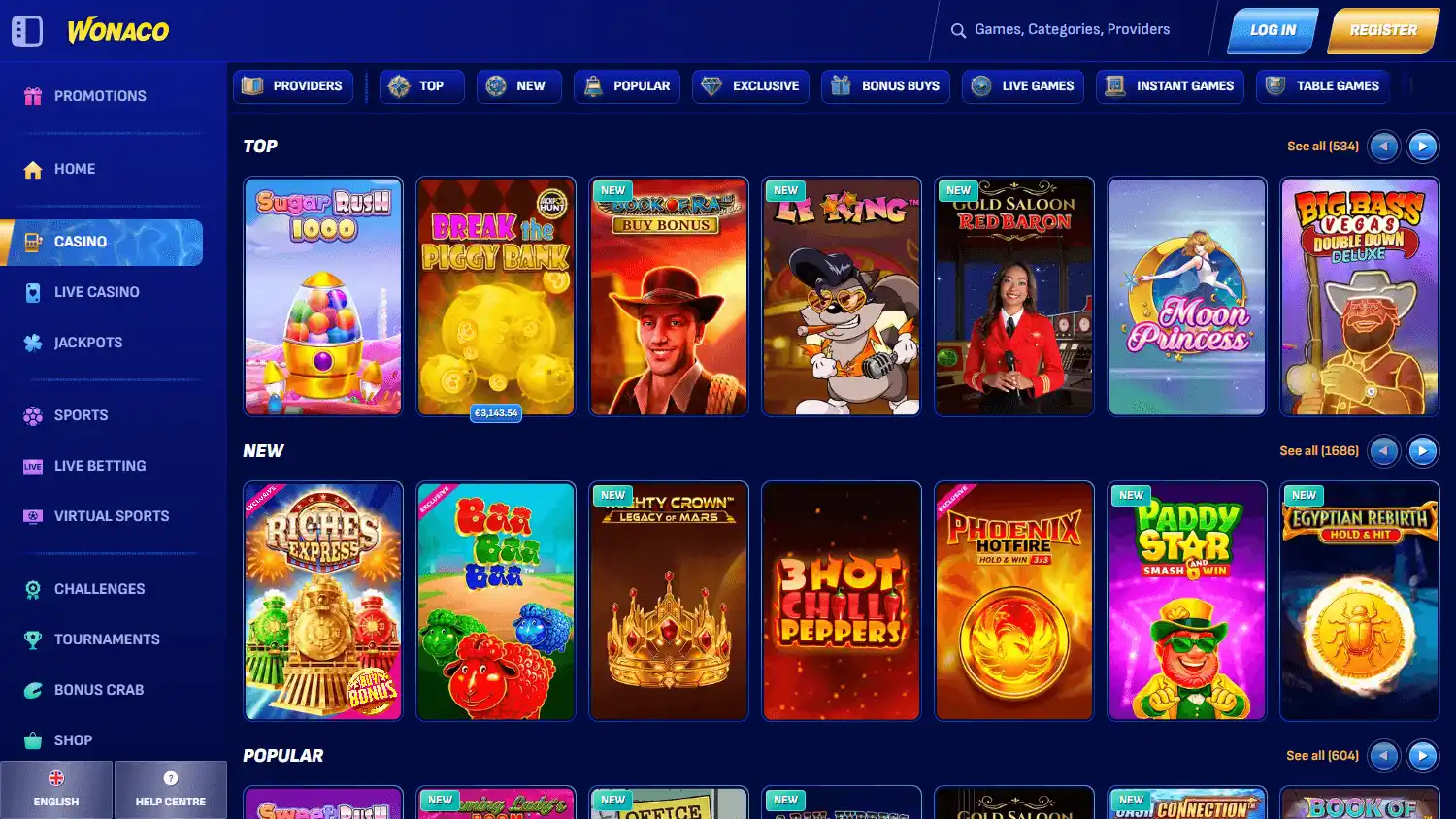 Wonaco Casino screenshot 2
