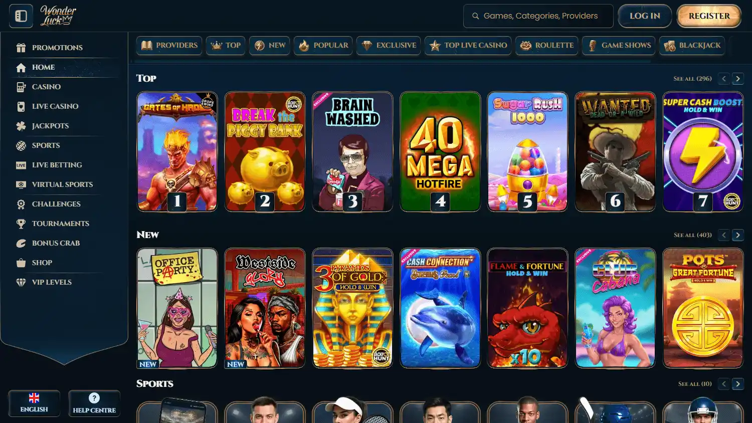 Wonder Luck Casino screenshot 1