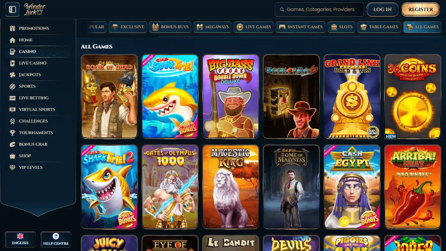 Wonder Luck Casino screenshot 2