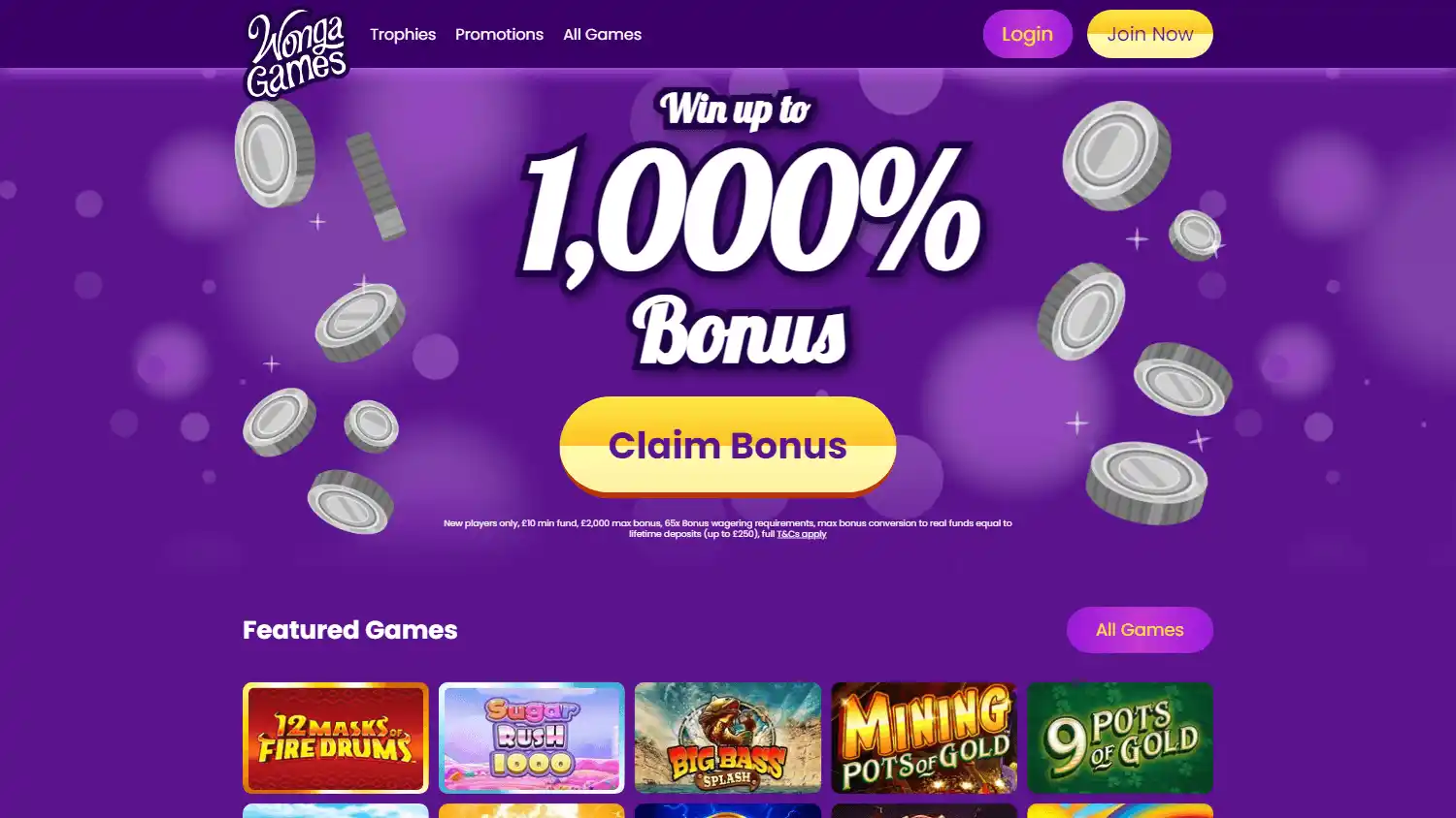 Wonga Games Casino screenshot 1