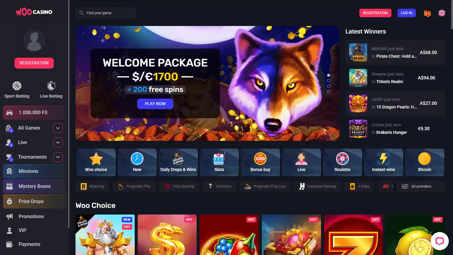 Woocasino screenshot 1