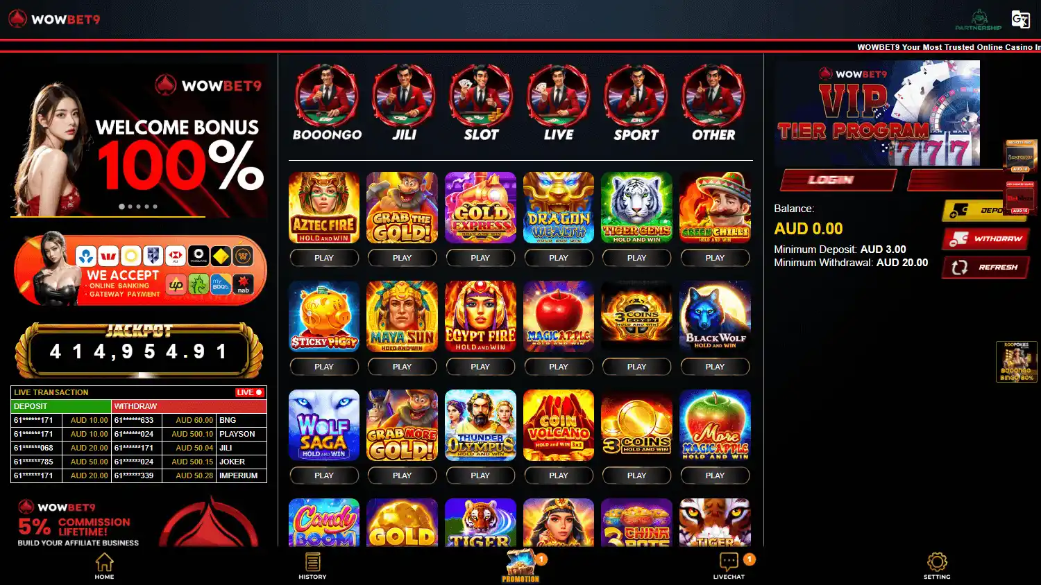 WowBet9 Casino screenshot 1