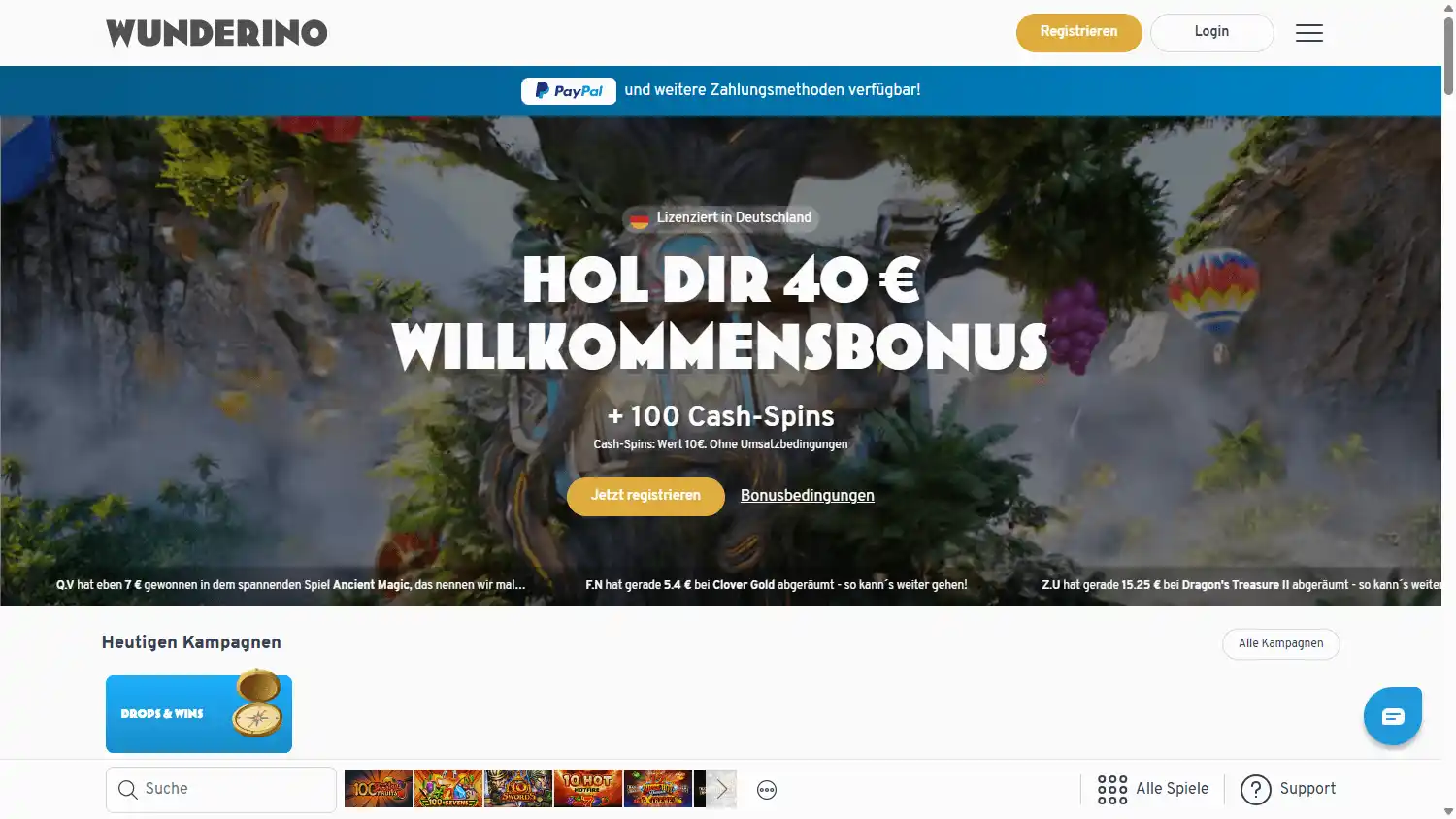 Wunderino Casino DE screenshot 1