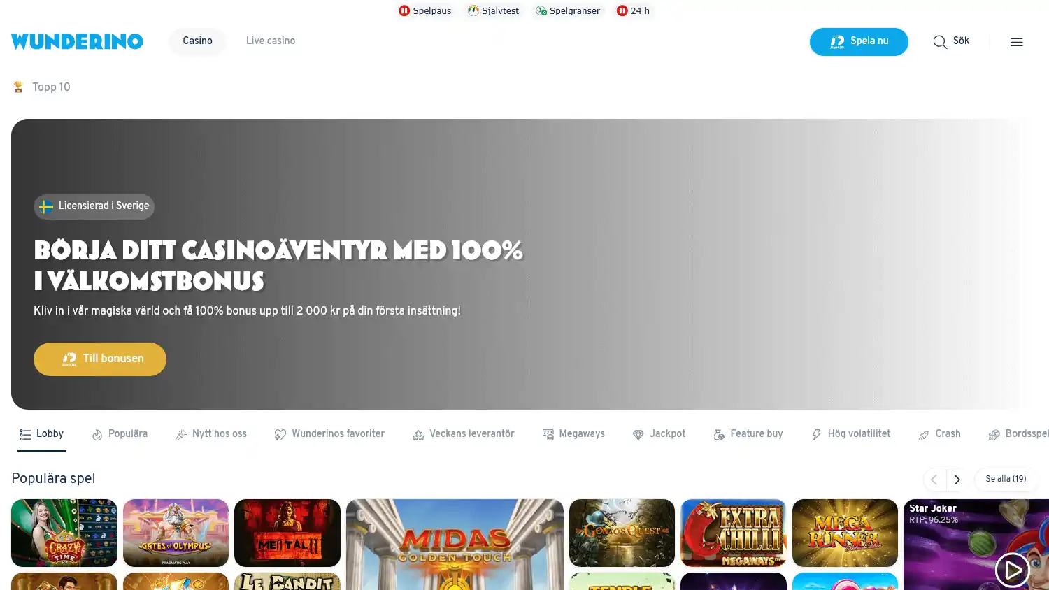Wunderino Casino SE screenshot 1