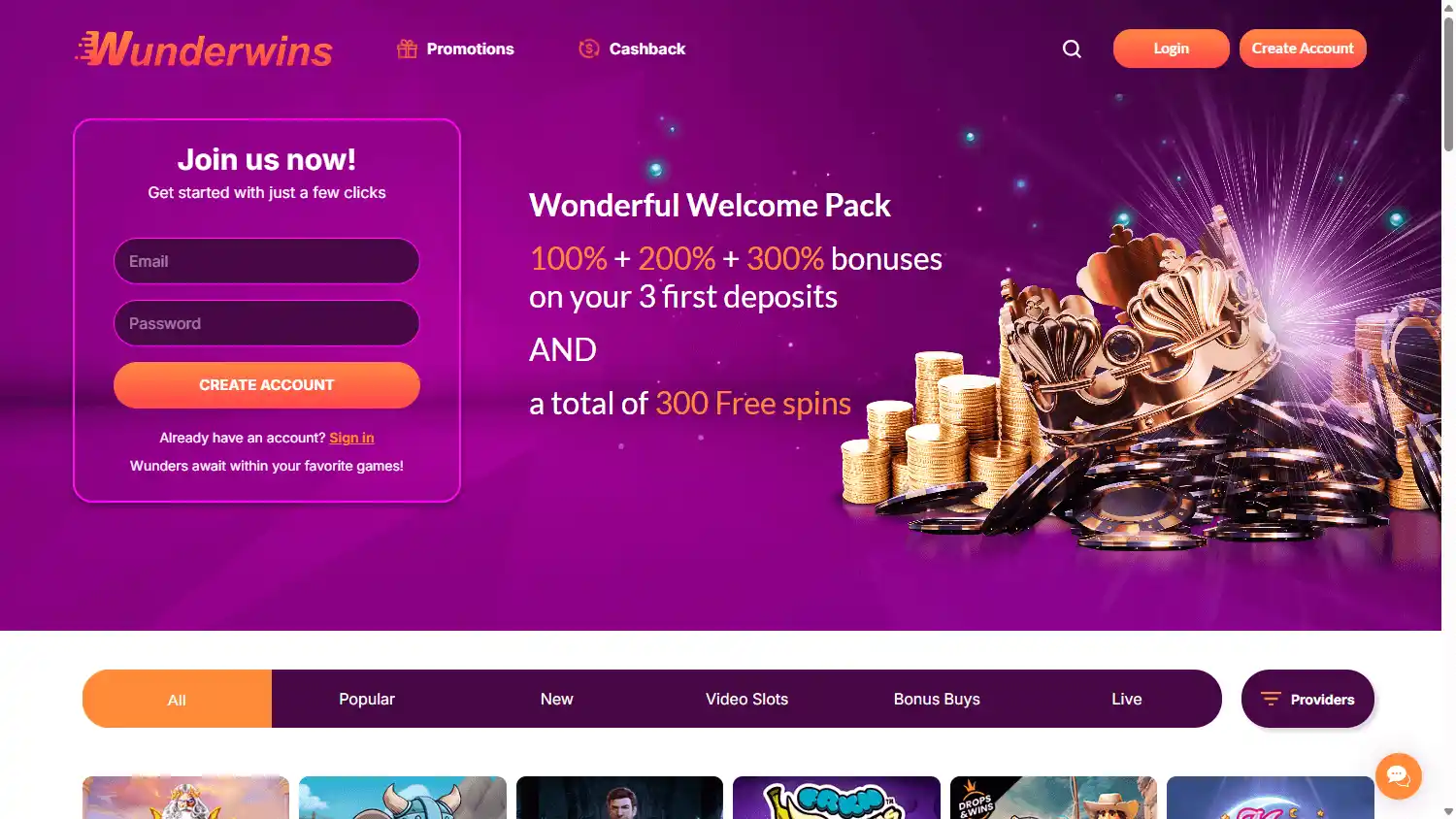 Wunderwins Casino screenshot 1