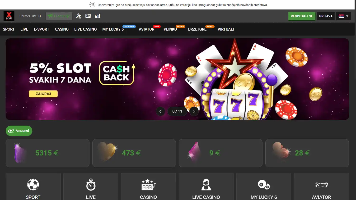 Xlivebet Casino screenshot 1