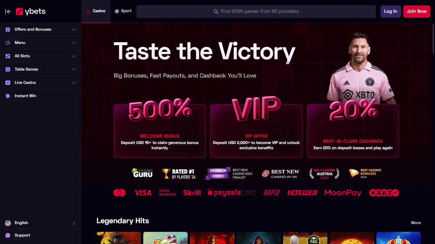 Ybets Casino screenshot 1