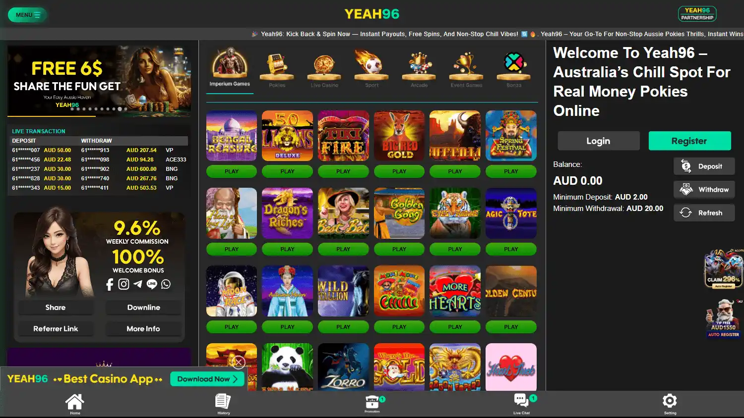 Yeah96 Casino screenshot 2