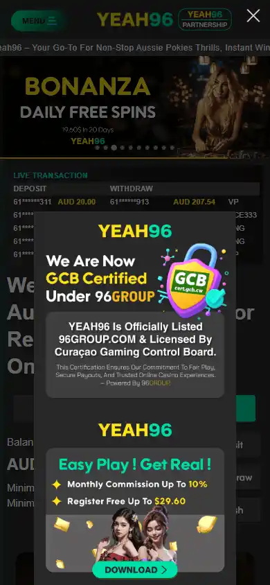 Yeah96 Casino screenshot 3