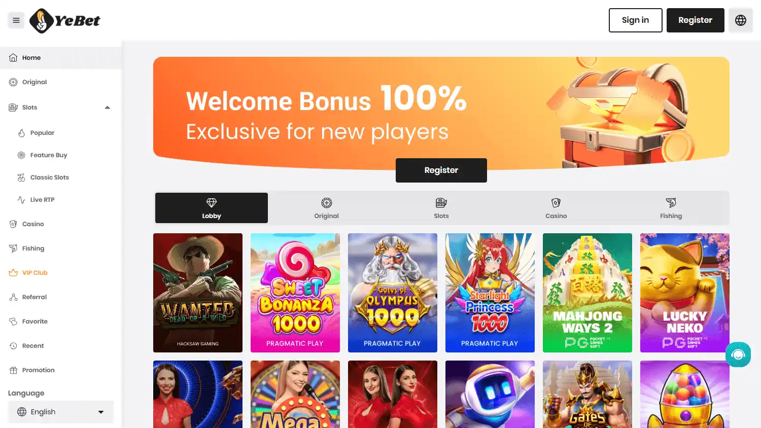 YeBet Casino screenshot 1
