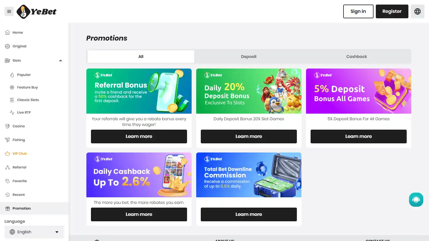 YeBet Casino screenshot 3