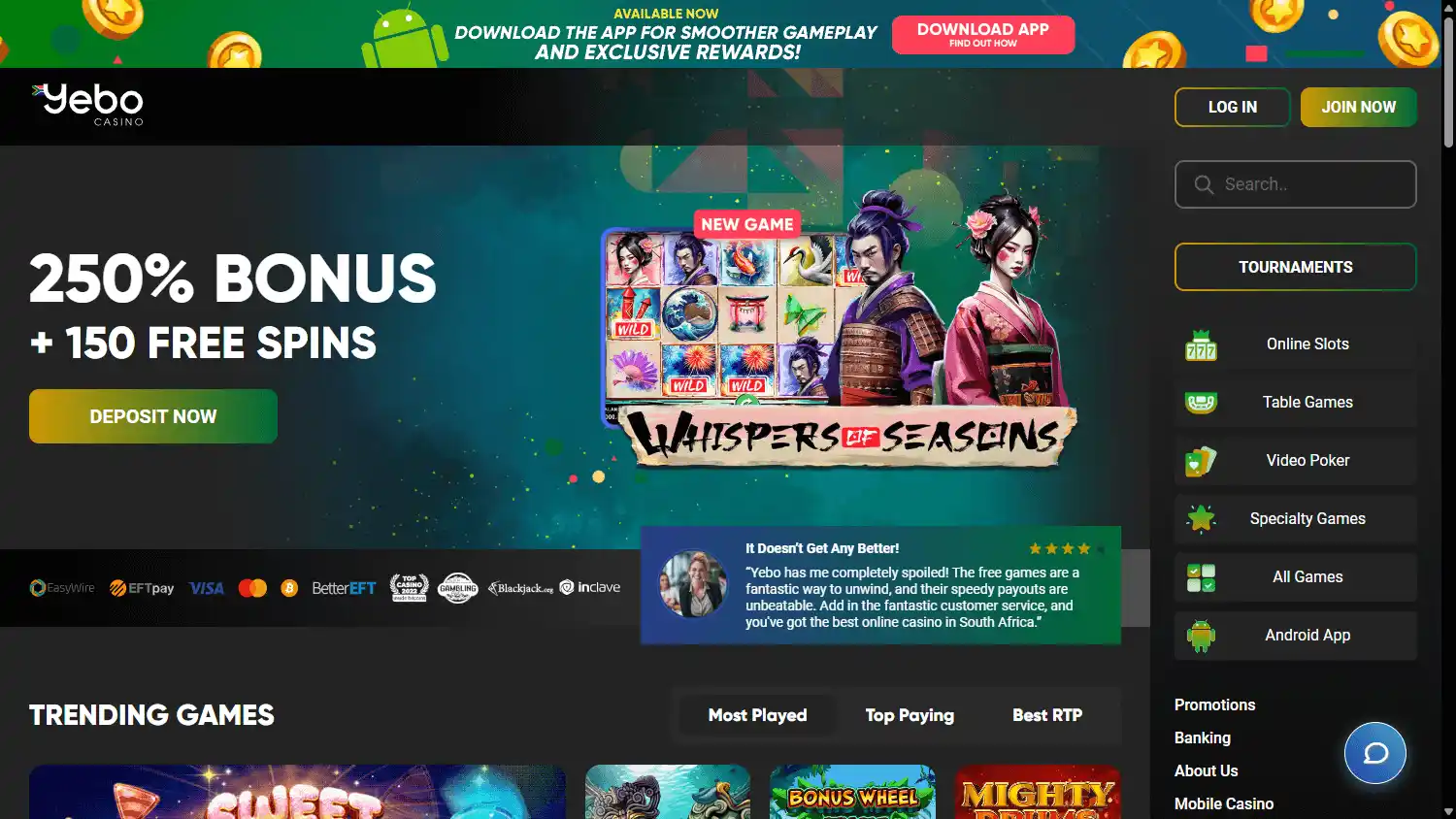 Yebo Casino screenshot 1