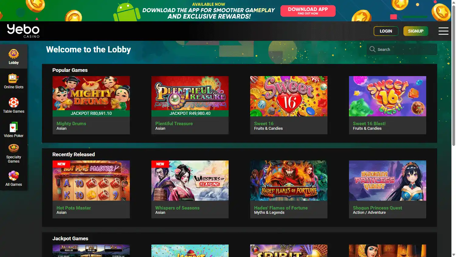 Yebo Casino screenshot 2
