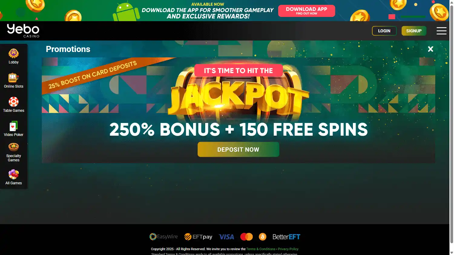 Yebo Casino screenshot 3
