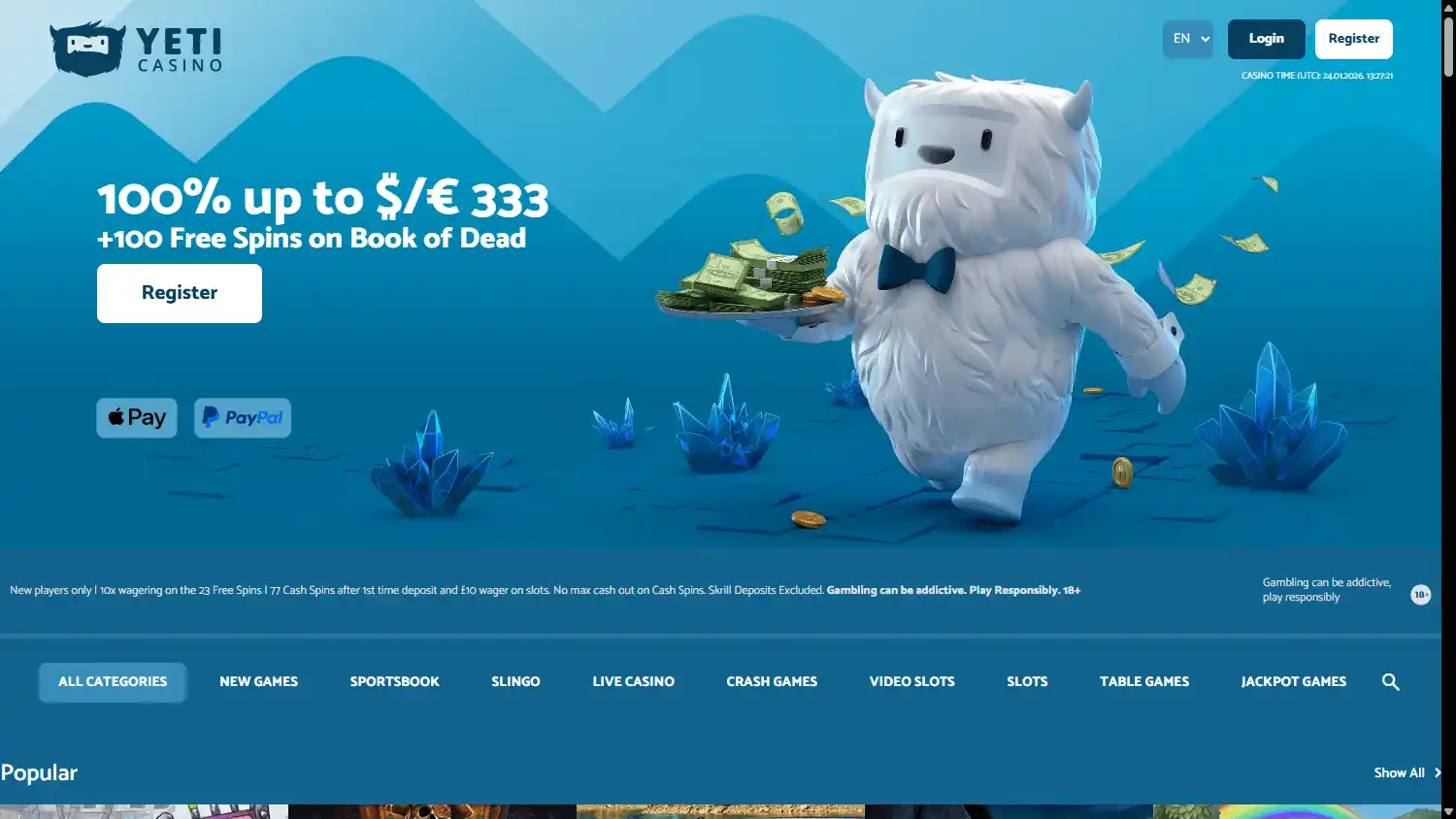 Yeti Casino screenshot 1