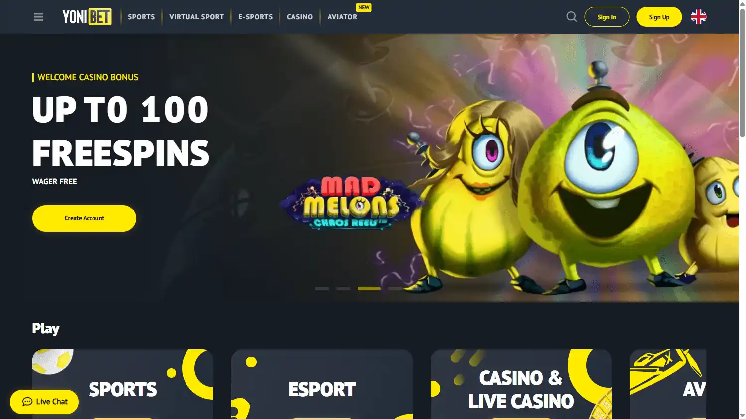 Yonibet Casino screenshot 1