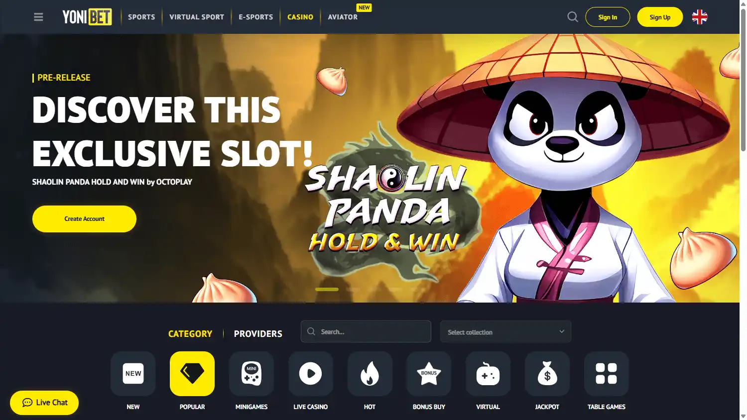 Yonibet Casino screenshot 2