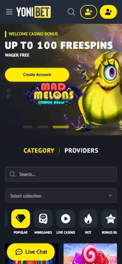 Yonibet Casino screenshot 5