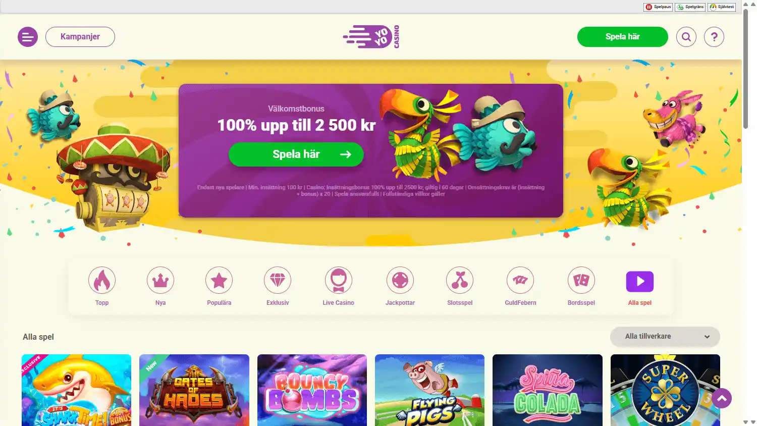 YoYo Casino SE screenshot 2