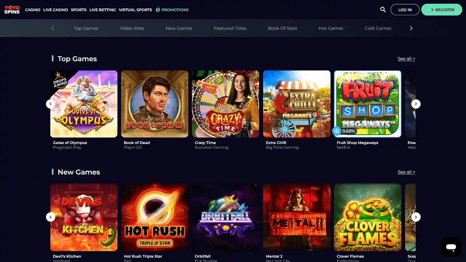 YoyoSpins Casino screenshot 1