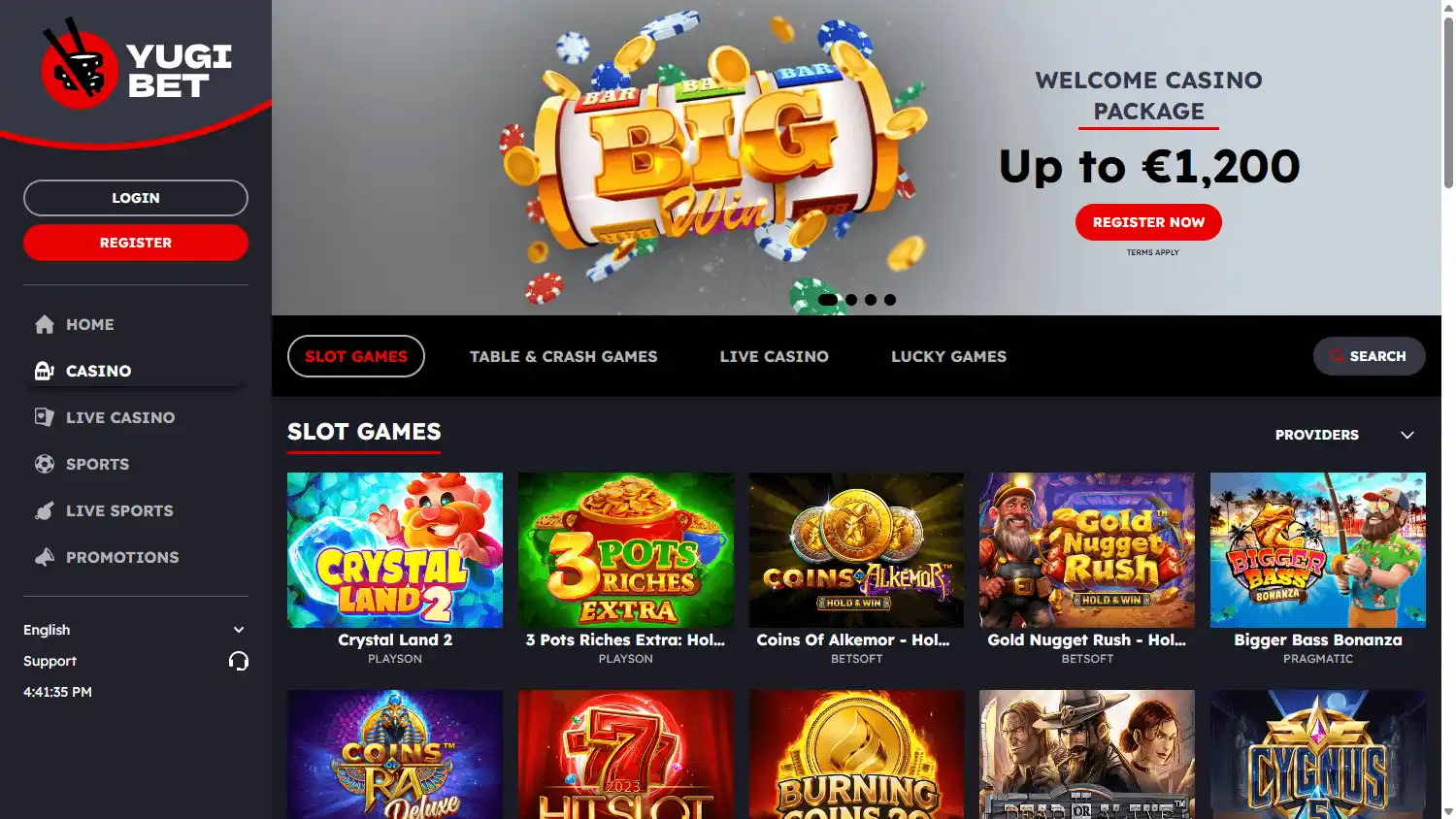Yugibet Casino screenshot 2