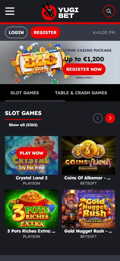 Yugibet Casino screenshot 5