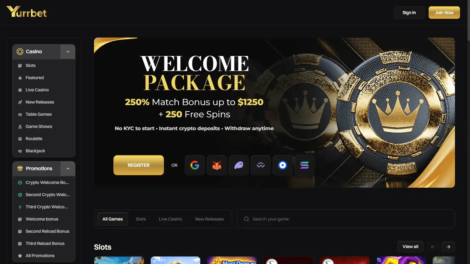 Yurrbet Casino screenshot 1