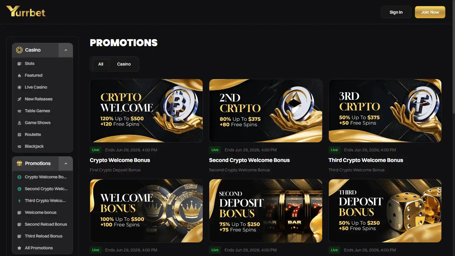 Yurrbet Casino screenshot 3