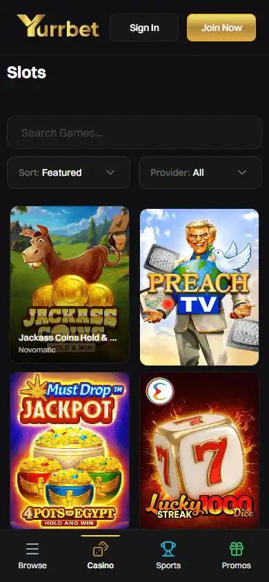 Yurrbet Casino screenshot 5