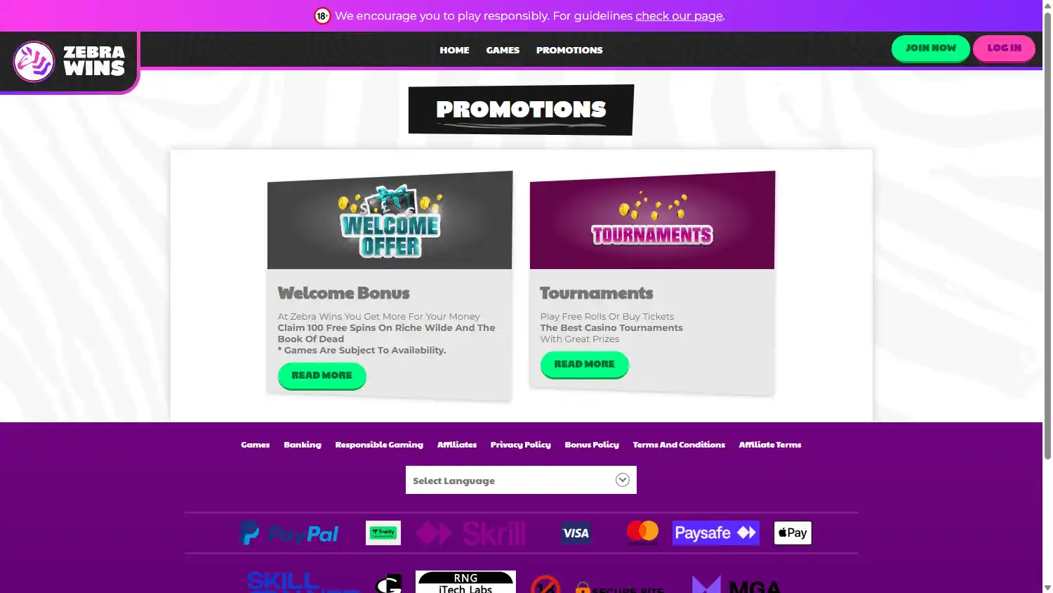 Zebra Wins Casino screenshot 4