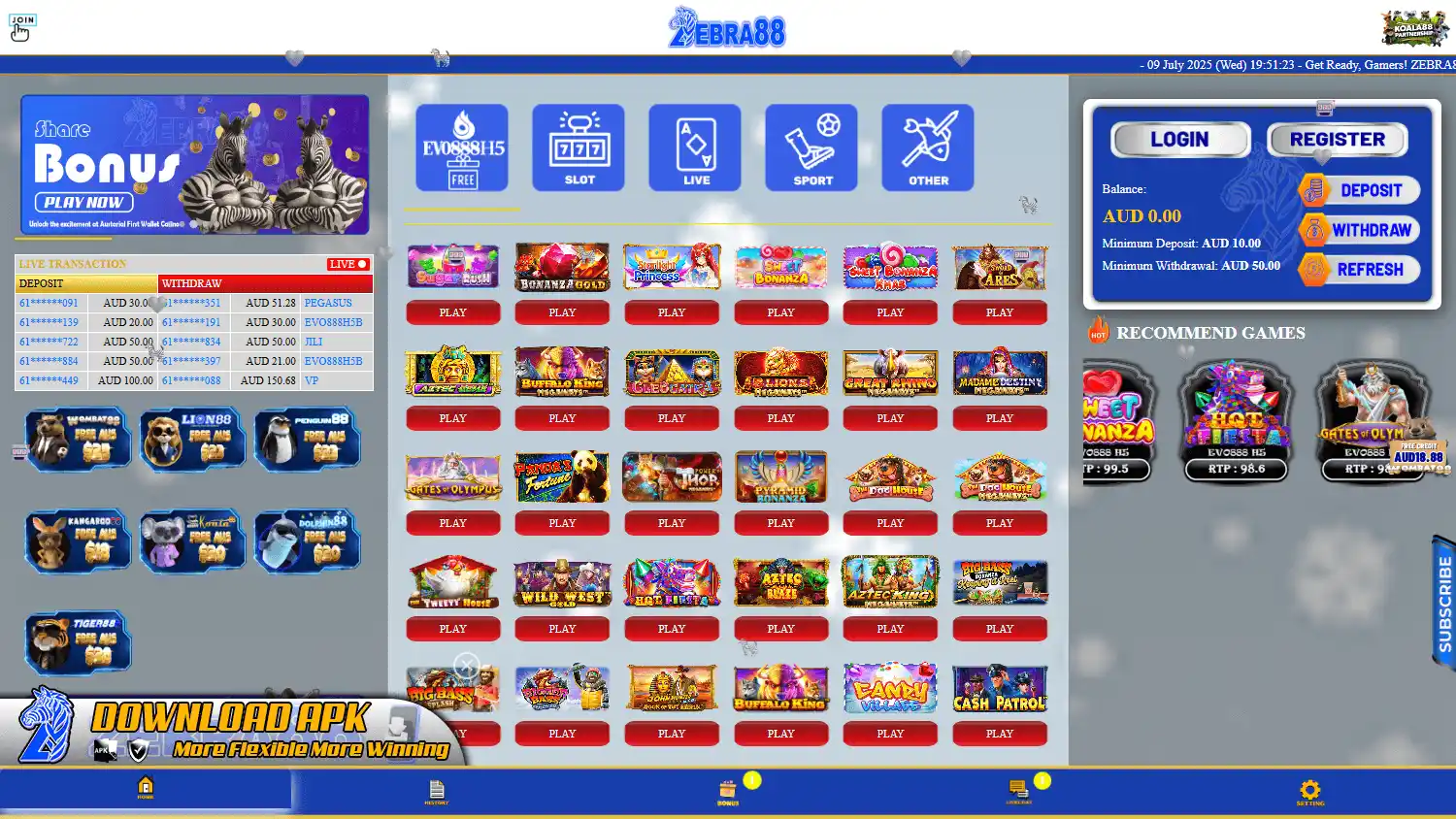 Zebra88 Casino screenshot 1