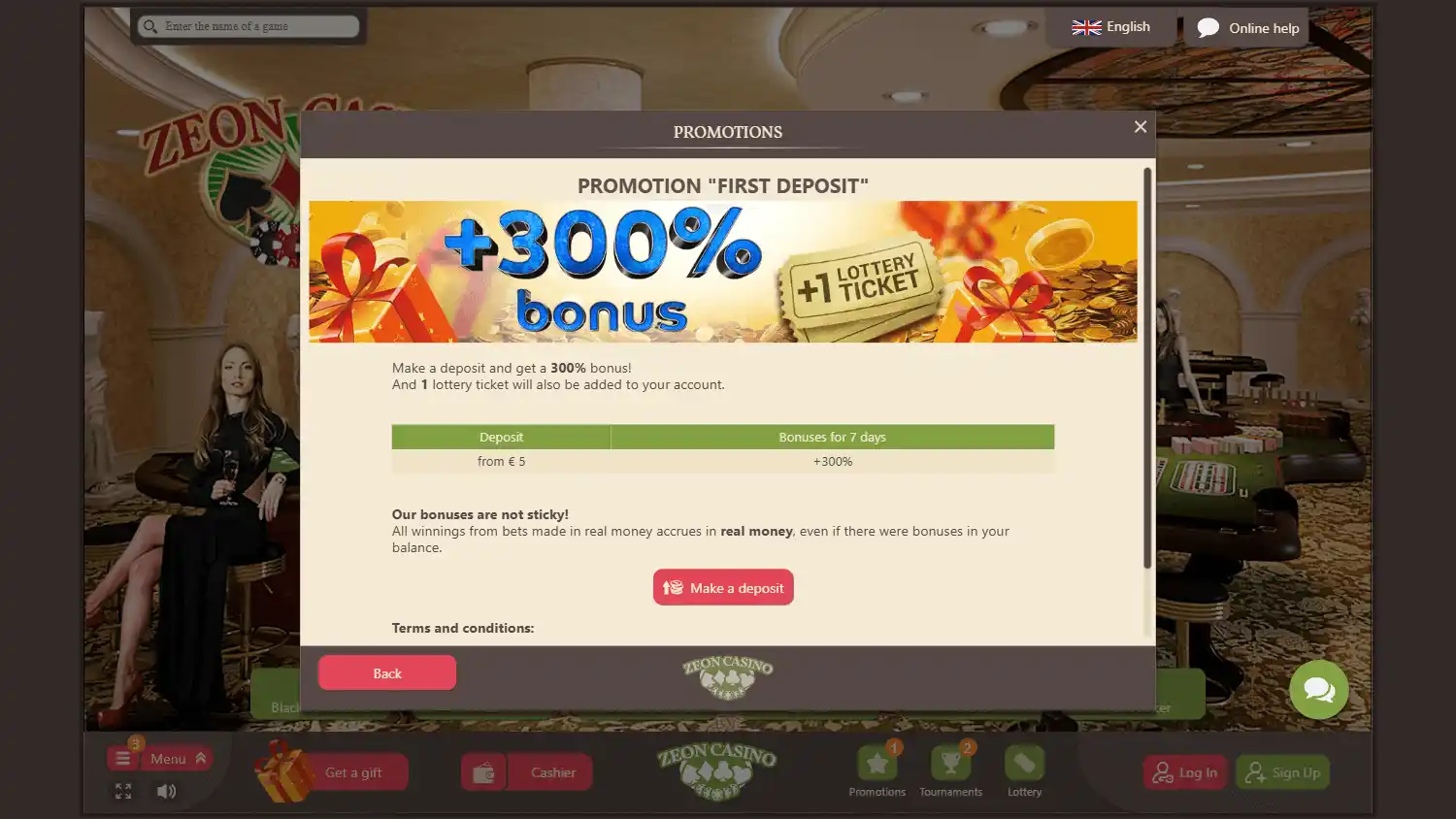 Zeon Casino screenshot 3