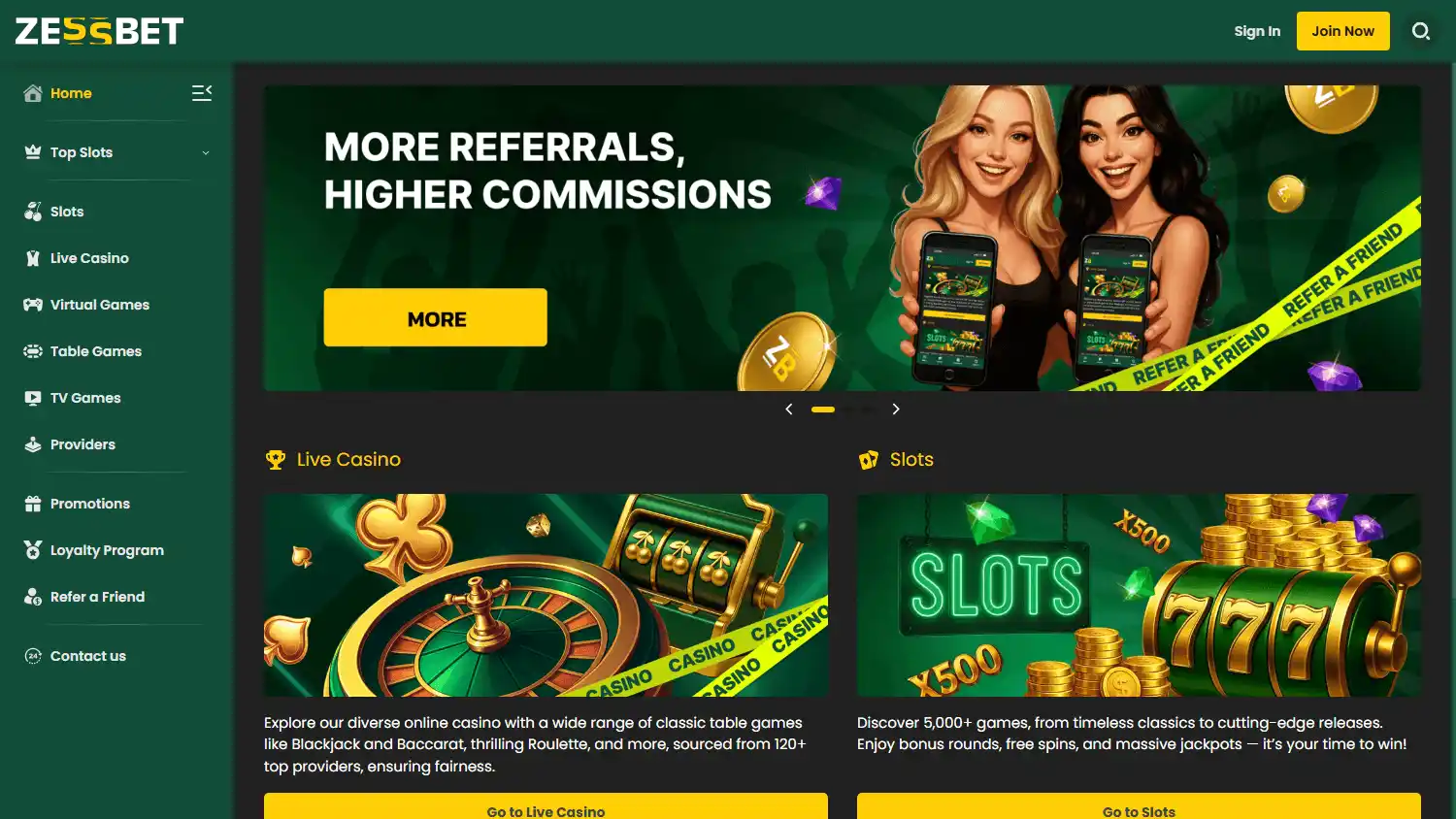 Zessbet Casino screenshot 1
