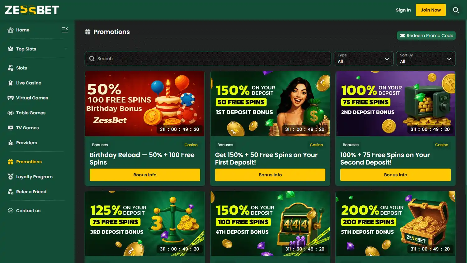 Zessbet Casino screenshot 3