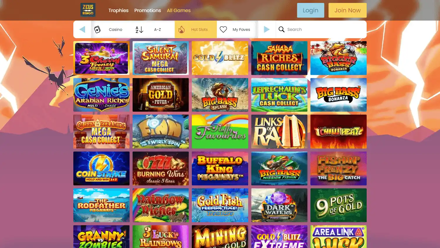 Zeus Bingo Casino IE screenshot 1