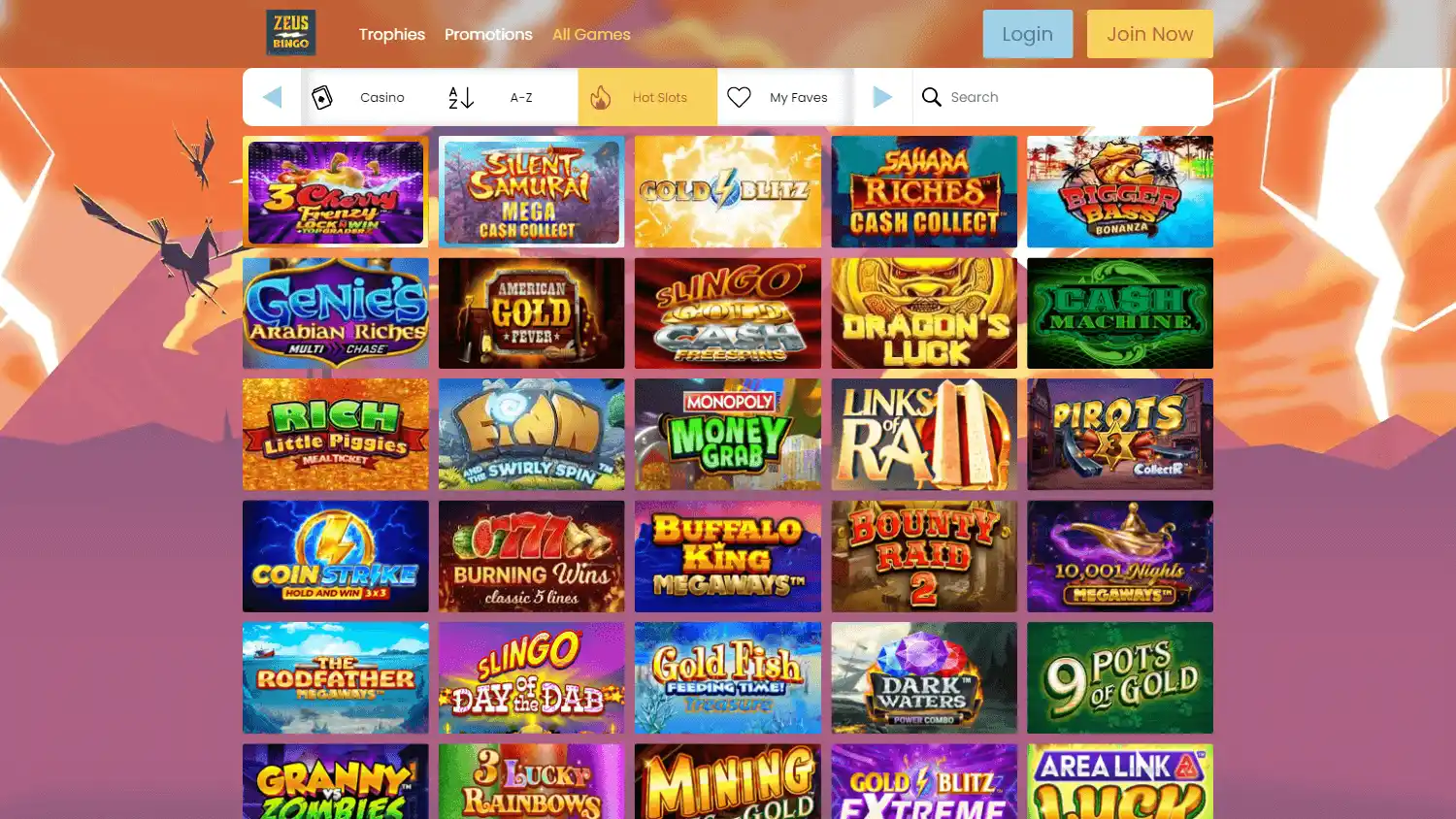 Zeus Bingo Casino IE screenshot 3
