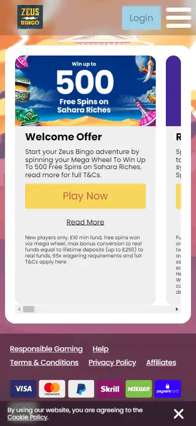 Zeus Bingo Casino IE screenshot 7