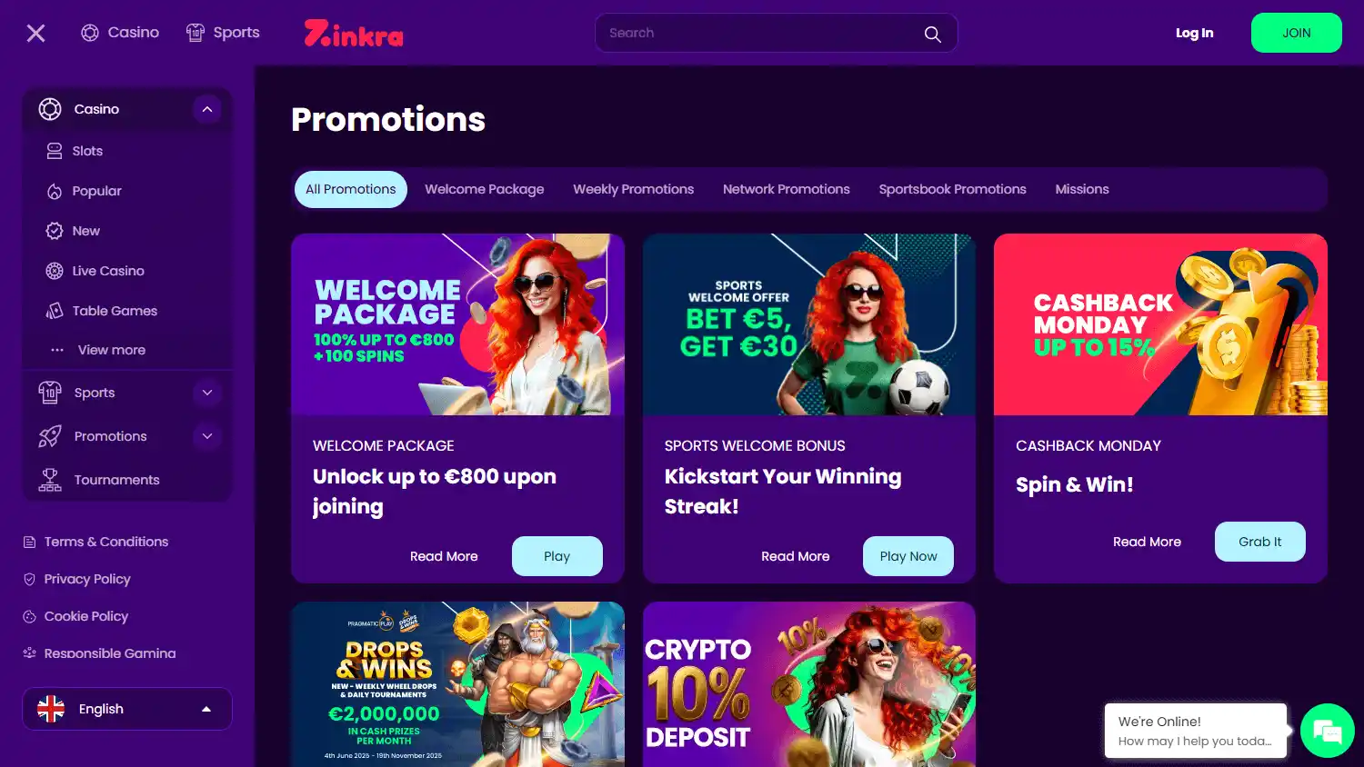 Zinkra Casino screenshot 3