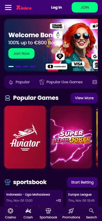 Zinkra Casino screenshot 4