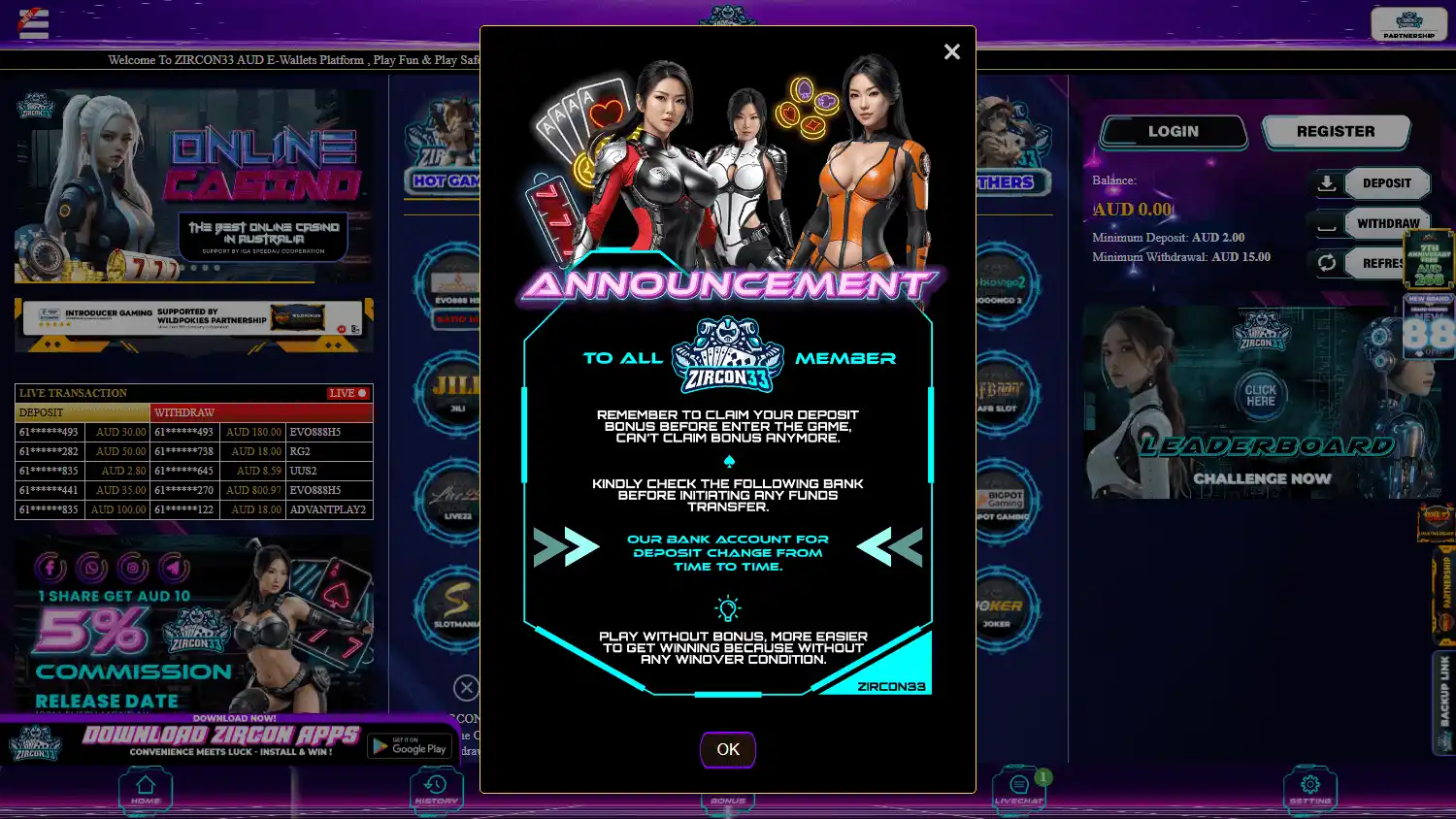 Zircon33 Casino screenshot 1